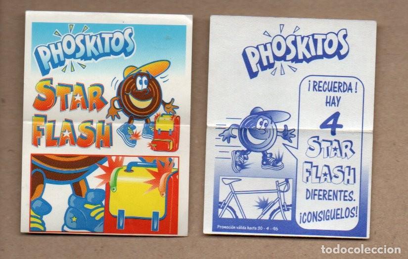 Coleccionismo cromos antiguos: ANTIGUO CROMO PHOSKITOS - STAR FLASH 1996. MOCHILA. FONDO AZUL. REVERSO BICICLETA