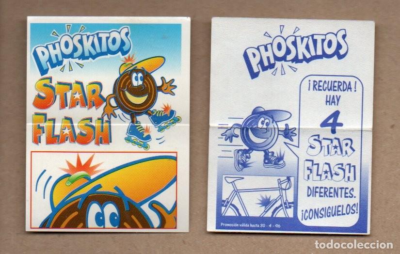 Coleccionismo cromos antiguos: ANTIGUO CROMO PHOSKITOS - STAR FLASH 1996. PATINES A LA DERECHA. FONDO AZUL. REVERSO BICICLETA.