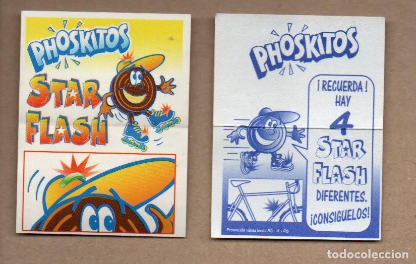 Coleccionismo cromos antiguos: ANTIGUO CROMO PHOSKITOS - STAR FLASH 1996. PATINES A LA DERECHA. FONDO AMARILLO. REVERSO BICICLETA.