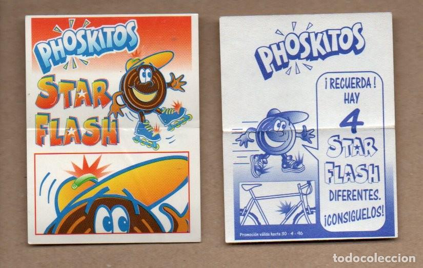 Coleccionismo cromos antiguos: ANTIGUO CROMO PHOSKITOS - STAR FLASH 1996. PATINES A LA DERECHA. FONDO ROJO. REVERSO BICICLETA.