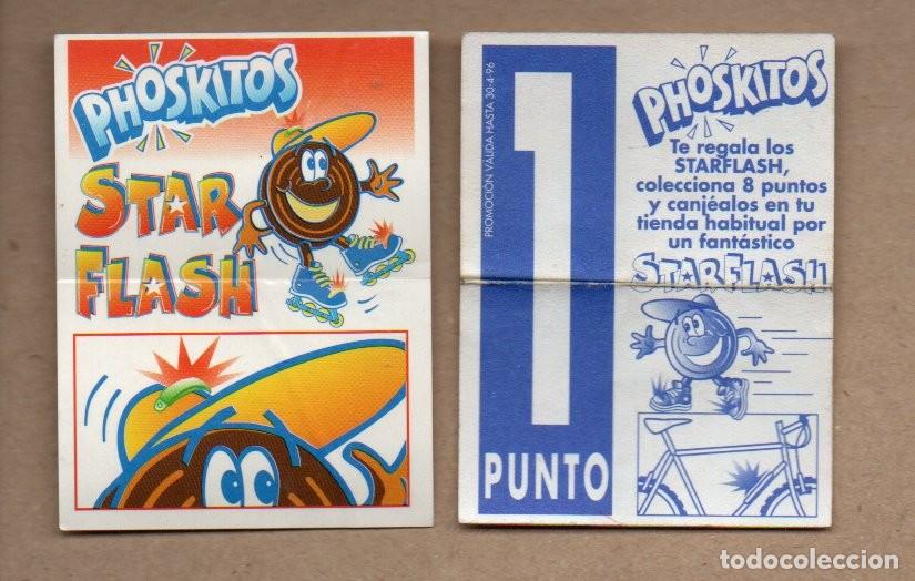 Coleccionismo cromos antiguos: ANTIGUO CROMO PHOSKITOS - STAR FLASH 1996. PATINES A LA DERECHA. FONDO ROJO. REVERSO 1 PUNTO. BICI..