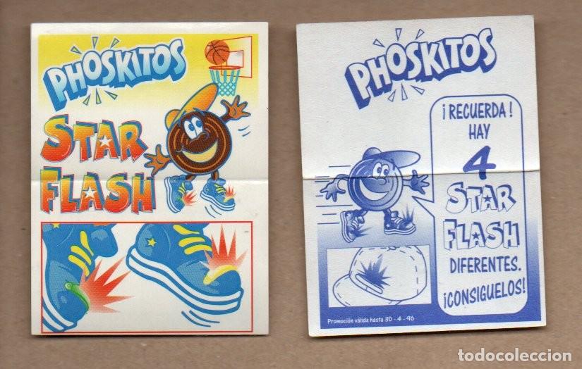 Coleccionismo cromos antiguos: ANTIGUO CROMO PHOSKITOS - STAR FLASH 1996. BALONCESTO. FONDO AMARILLO. REVERSO GORRA.