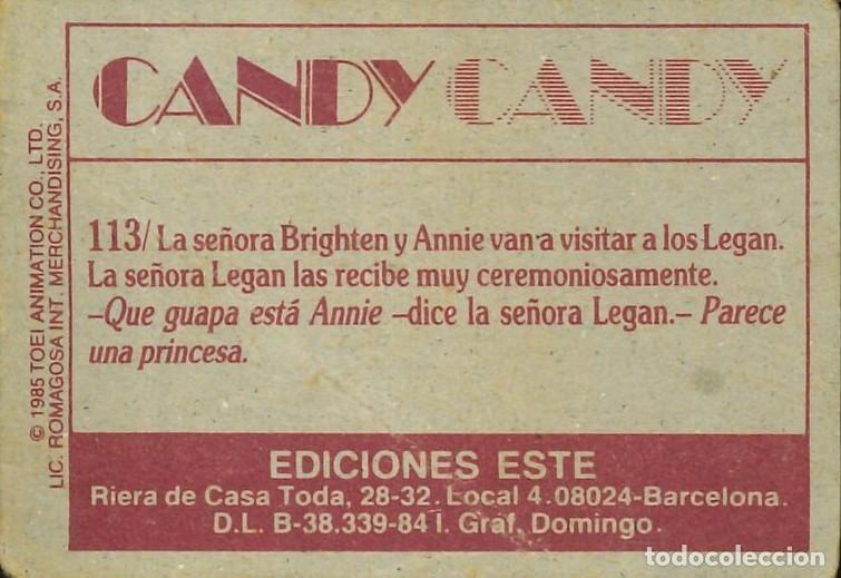 Coleccionismo cromos antiguos: CROMO - 1985 - CANDY CANDY - ESTE - N&ordm; 113 (SIN PEGAR) - Foto 2