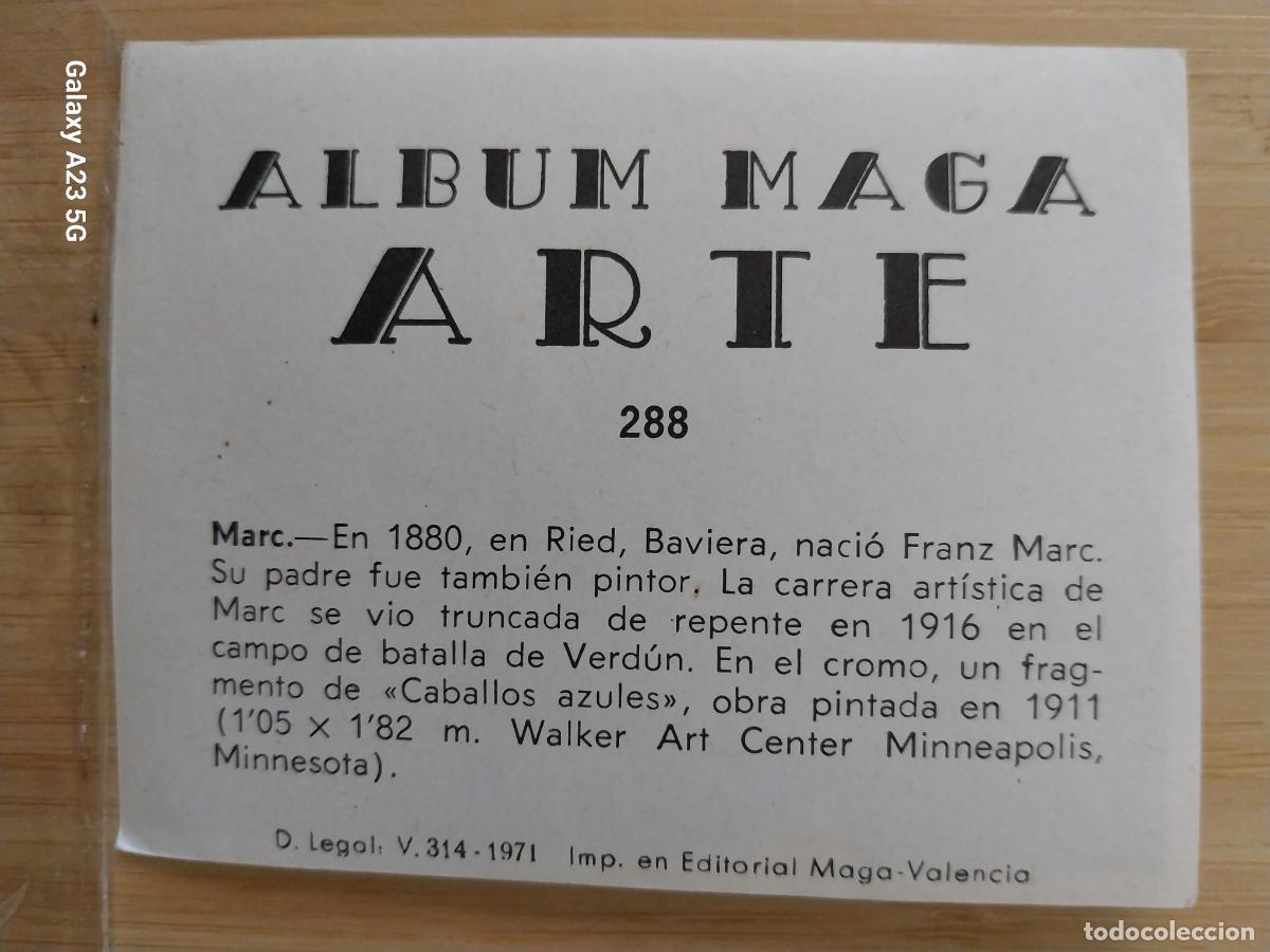 Coleccionismo cromos antiguos: MARC CABALLOS AZULES ED MAGA ARTE A&Ntilde;O 1971 CROMO 288 * SIN PEGAR NUNCA