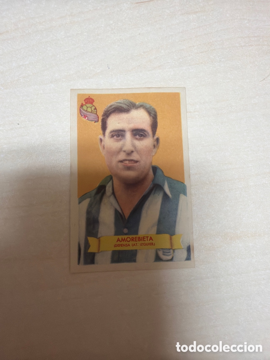 Coleccionismo cromos antiguos: F&uacute;tbol Bruguera 1949, Amorebieta, Real Sociedad de F&uacute;tbol.