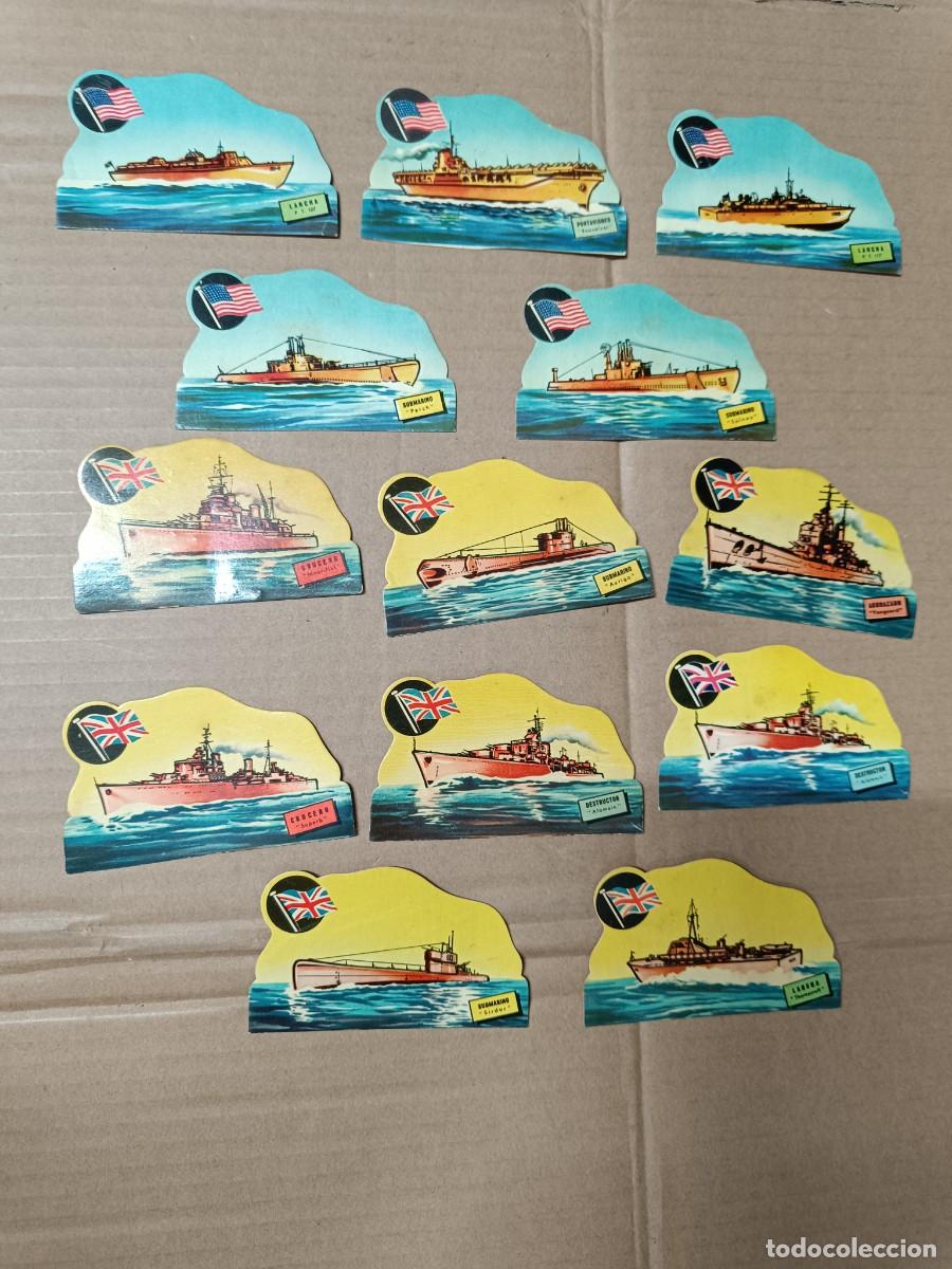 Coleccionismo cromos antiguos: ANTIGUA COLECCION, 13 CROMOS JUEGO BATALLAS NAVALES, BARCOS Y SUBMARINOS USA EEUU, G. BRETA&Ntilde;A P19