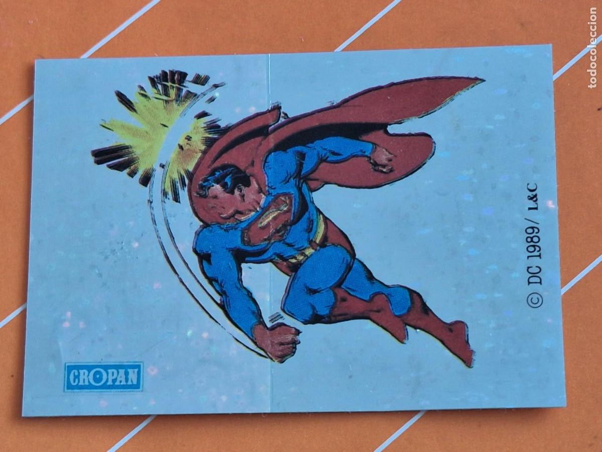Coleccionismo cromos antiguos: CROPAN adhesivo plateado SUPERHEROES DC COMIC 1989 SUPERMAN n 10 nunca pegado nuevo