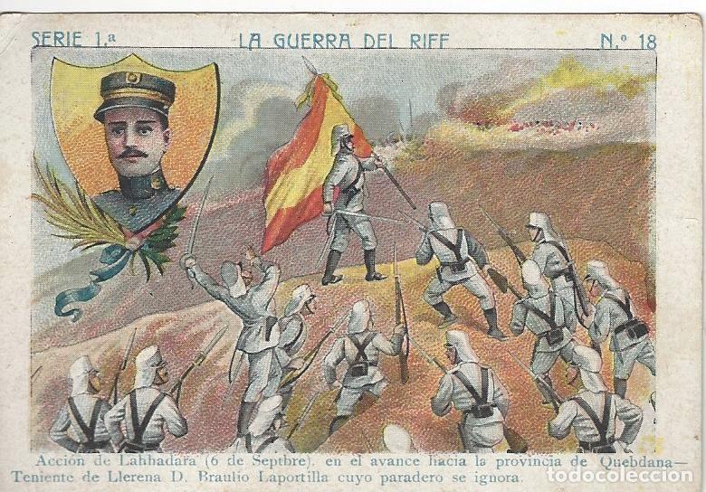 Coleccionismo cromos antiguos: TARRAGONA CHOCOLATES POBLET, CROMO DE LA GUERRA DEL RIFF SERIE SERIE 1 N&ordm;-18.