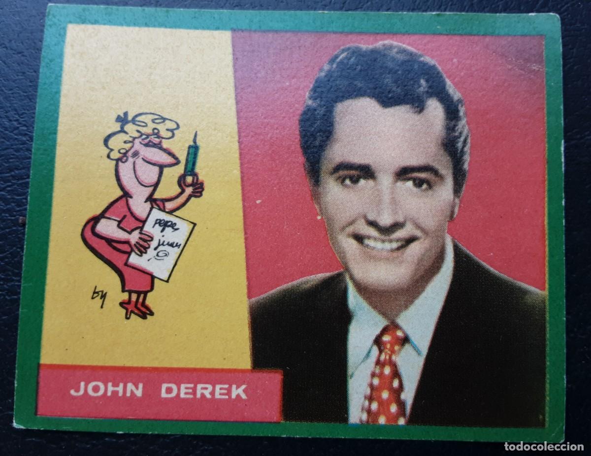 Coleccionismo cromos antiguos: JOHN DEREK, FAMOSAS ESTRELLAS DE LA PANTALLA. Con caricatura.