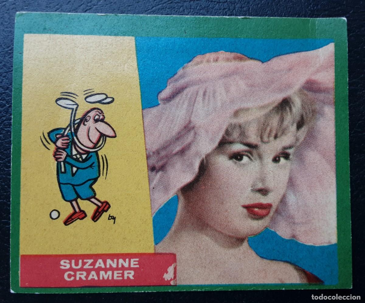 Coleccionismo cromos antiguos: SUZANNE CRAMER, FAMOSAS ESTRELLAS DE LA PANTALLA. Con caricatura.