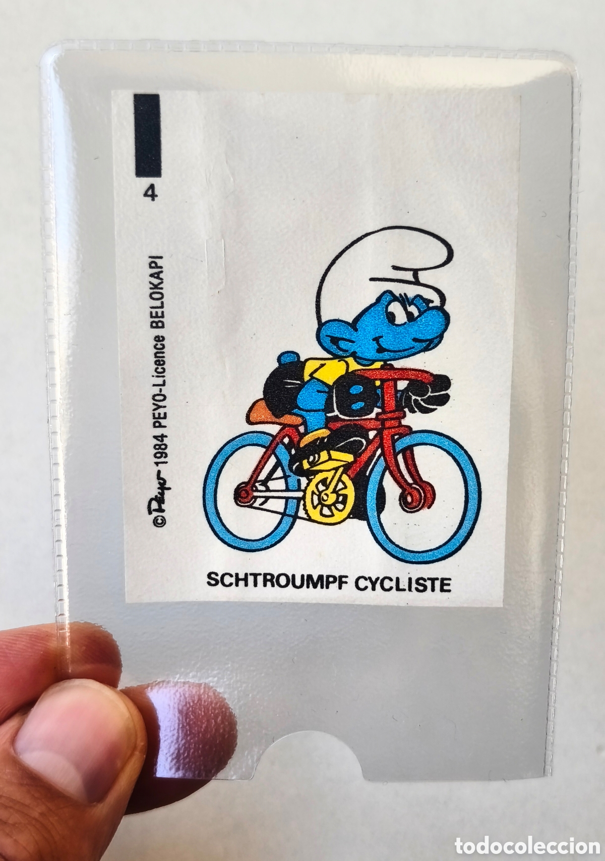 Coleccionismo cromos antiguos: LOS PITUFOS 1983 CROMO CHICLE THE SMURFS PEYO CICLISTA CICLISMO