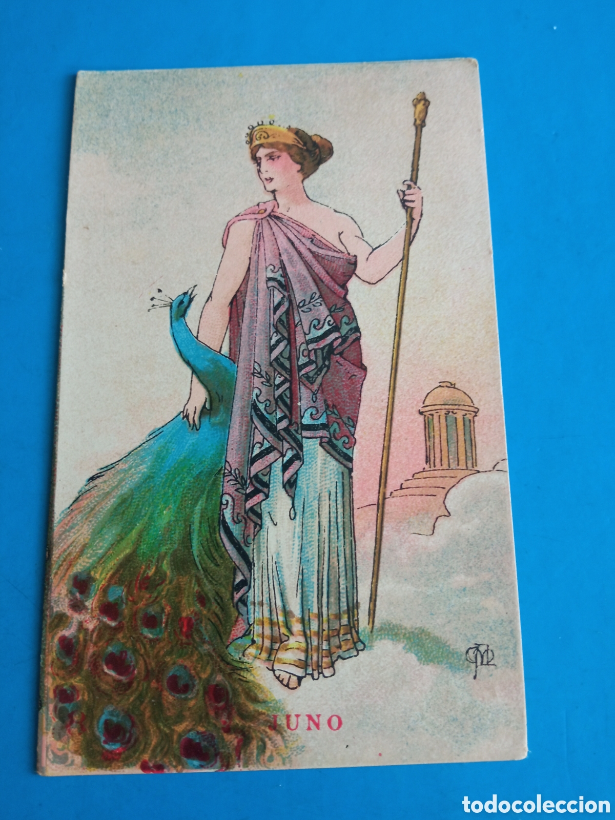 Coleccionismo cromos antiguos: Antiguo cromo, Chocolate AMATLLER, serie Mitolog&iacute;a, Juno
