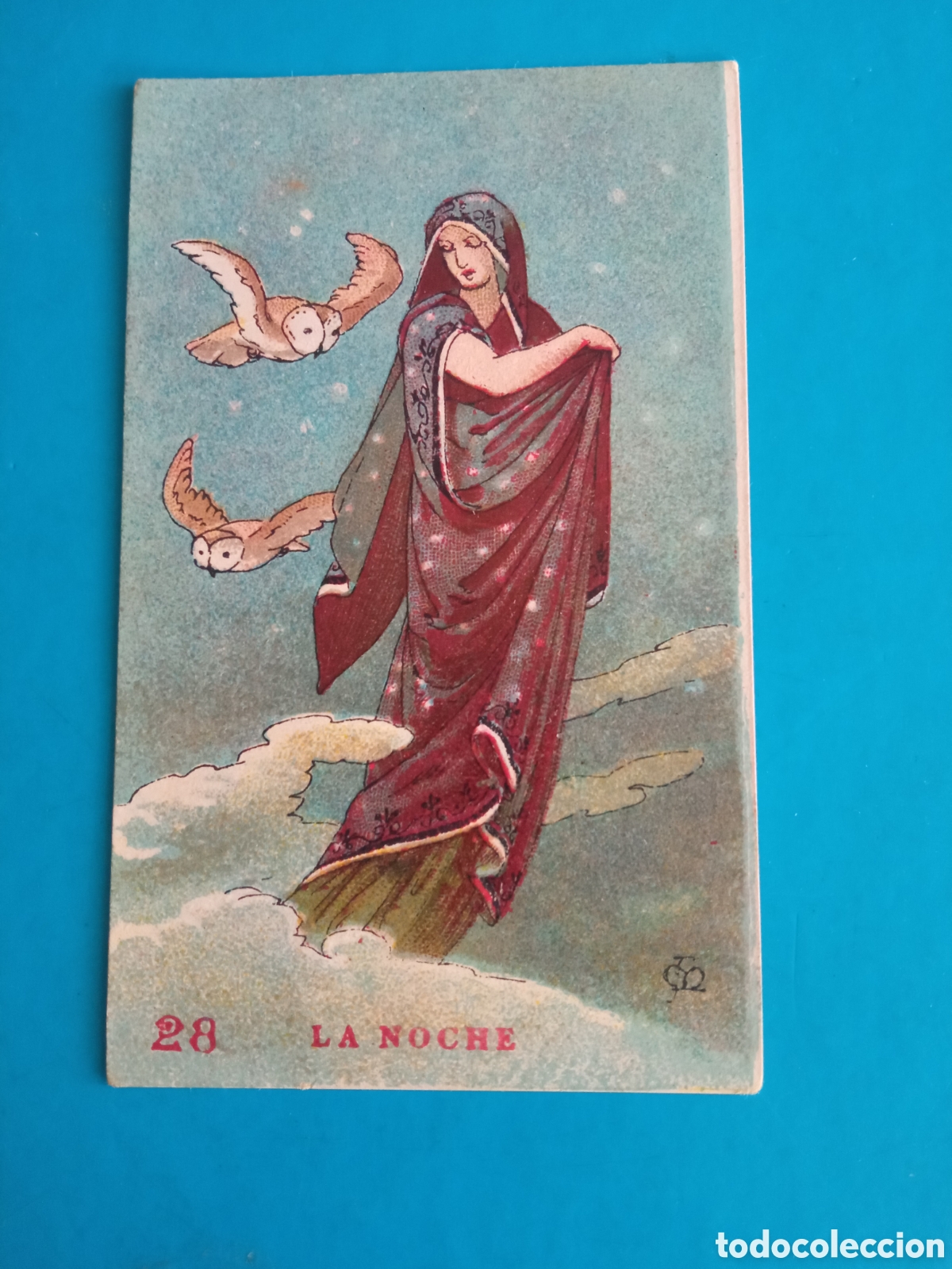Coleccionismo cromos antiguos: Antiguo cromo, Chocolate AMATLLER, serie Mitolog&iacute;a, La Noche