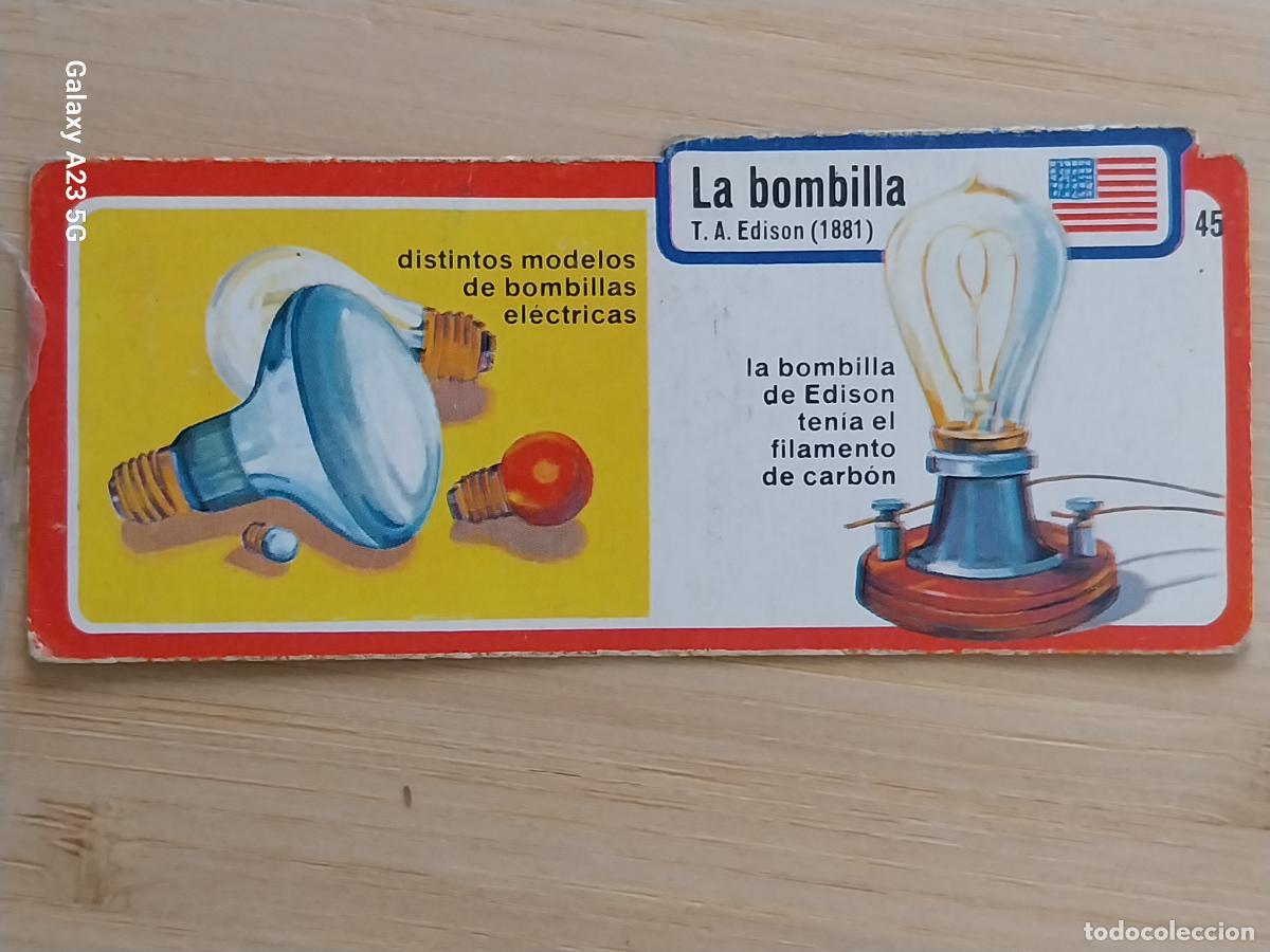 Coleccionismo cromos antiguos: BIMBO INVENTOS A&Ntilde;O 1973 CROMO 45 BOMBILLA PASTELITOS PREMIUM ORIGINAL **