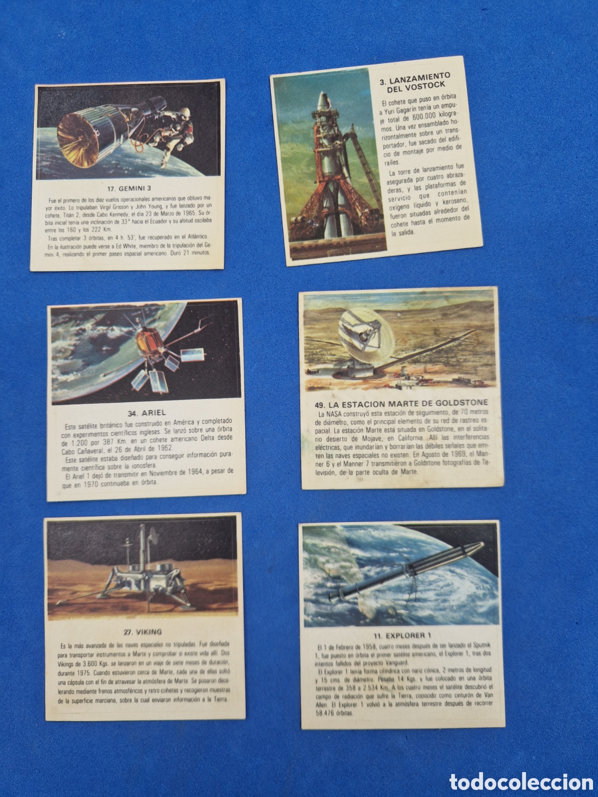 Coleccionismo cromos antiguos: La carrera del espacio lote 6 cromos adhesivos