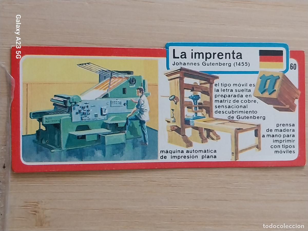 Coleccionismo cromos antiguos: BIMBO INVENTOS A&Ntilde;O 1973 CROMO 60 IMPRENTA PASTELITOS PREMIUM ORIGINAL **