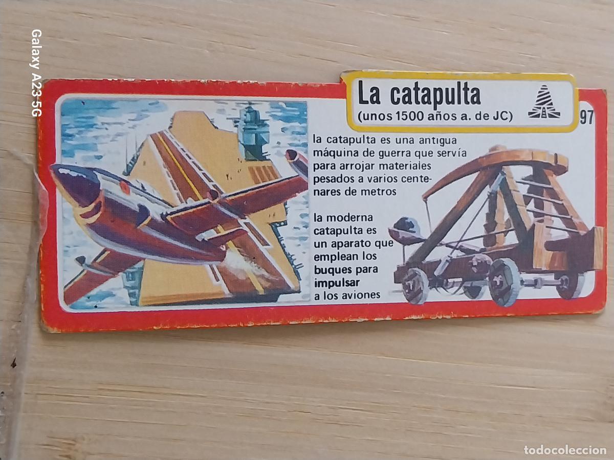 Coleccionismo cromos antiguos: BIMBO INVENTOS A&Ntilde;O 1973 CROMO 97 CATAPULTA PASTELITOS PREMIUM ORIGINAL **
