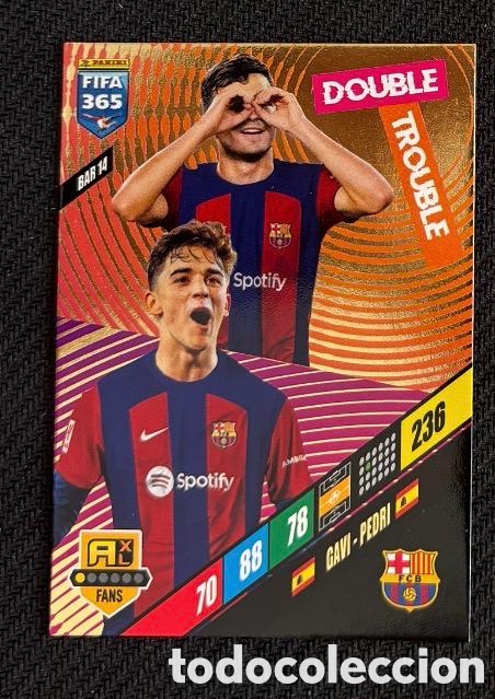 Coleccionismo cromos antiguos: PEDRI GAVI BAR 14 DOUBLE TROUBLE Panini FIFA 365 Adrenalyn XL 2024