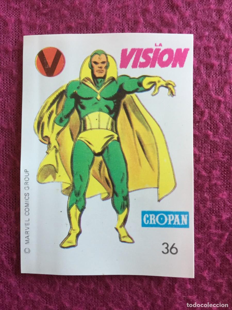 Coleccionismo cromos antiguos: Cromo Cropan del album descubre a tus h&eacute;roes fant&aacute;sticos n&ordm; 36 la Vision - 1975