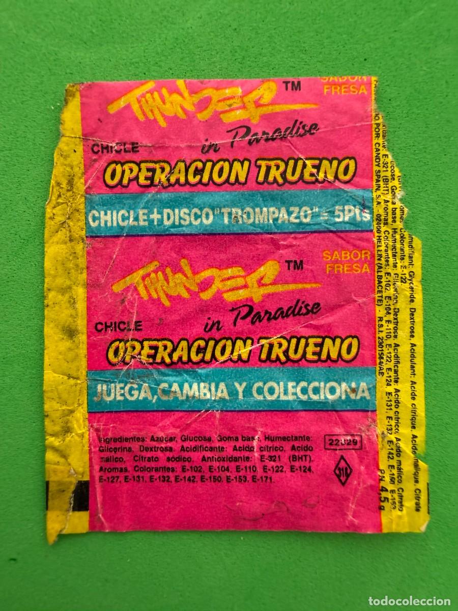 Coleccionismo cromos antiguos: Raro envoltorio chicle Thunder Operaci&oacute;n Trueno de fresa