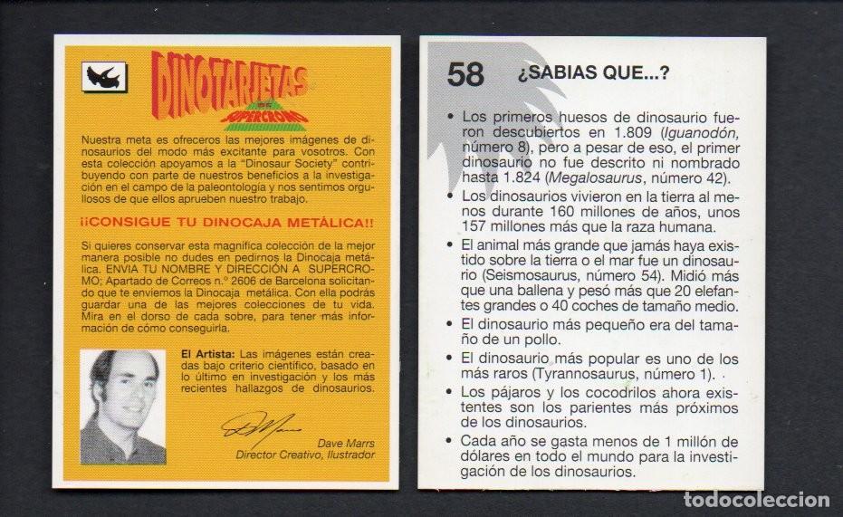 Coleccionismo cromos antiguos: CROMO N&ordm; 58 DE LA COLECCI&Oacute;N DINOCARDZ 1993. NUEVO.