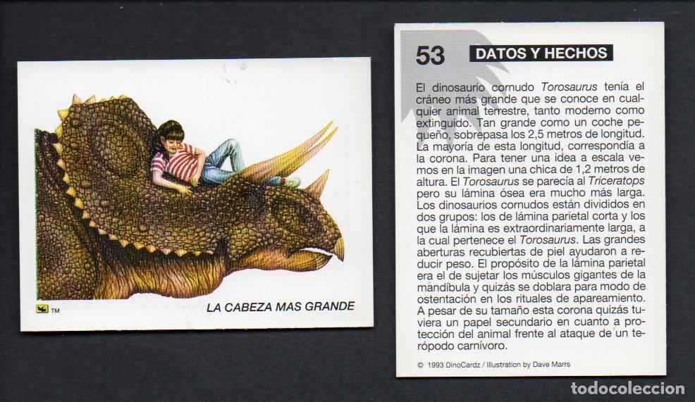 Coleccionismo cromos antiguos: CROMO N&ordm; 53 DE LA COLECCI&Oacute;N DINOCARDZ 1993. NUEVO.