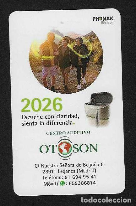 Coleccionismo cromos antiguos: CALENDARIO DE BOLSILLO A&Ntilde;O 2026 PHONAK - CENTRO AUDITIVO - LEGAN&Eacute;S (MADRID) - VER FOTO REVERSO