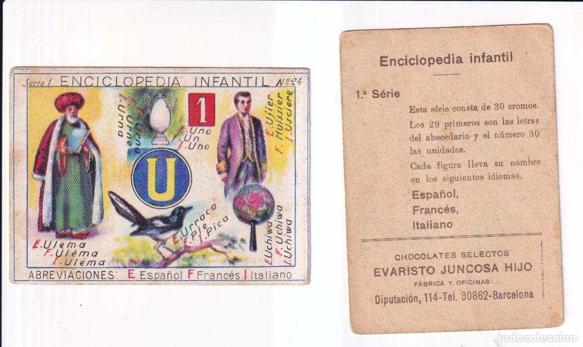 Coleccionismo cromos antiguos: ENCICLOPEDIA INFANTIL : SERIE 1, NUMERO 24 .- LETRA U .- CHOCOLATES EVARISTO JUNCOSA HIJO