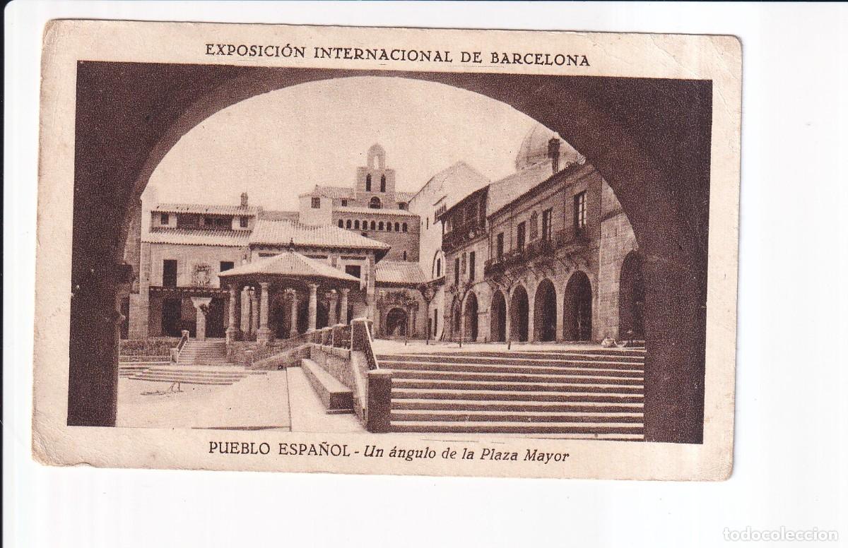 Coleccionismo cromos antiguos: EXPOSICION INTERNACIONAL DE BARCELONA : SERIE: PUEBLO ESPA&Ntilde;OL , N&ordm; 2 ,UN ANGULO DE LA PLAZA MAYOR