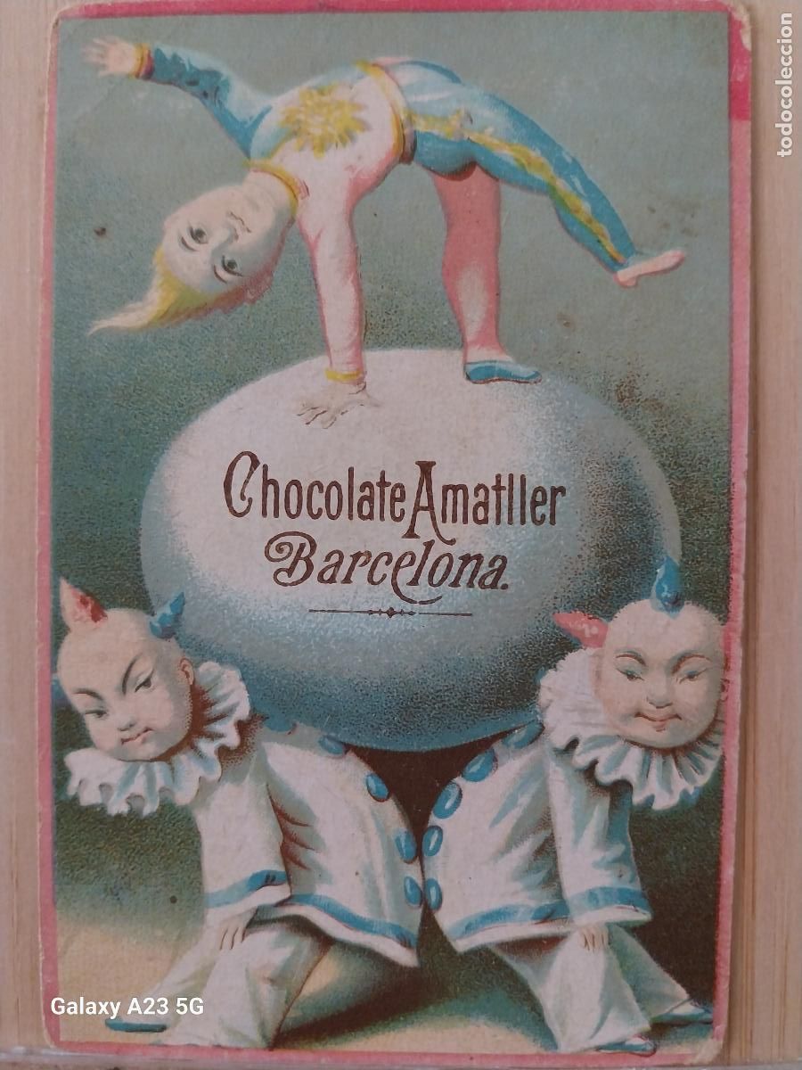 Coleccionismo cromos antiguos: CHOCOLATE AMATLIER ILUSTRACION PAYASOS CROMO TARJETA VISITA MUY ANTIGUA 10X6.5CMS MARAVILLOSA