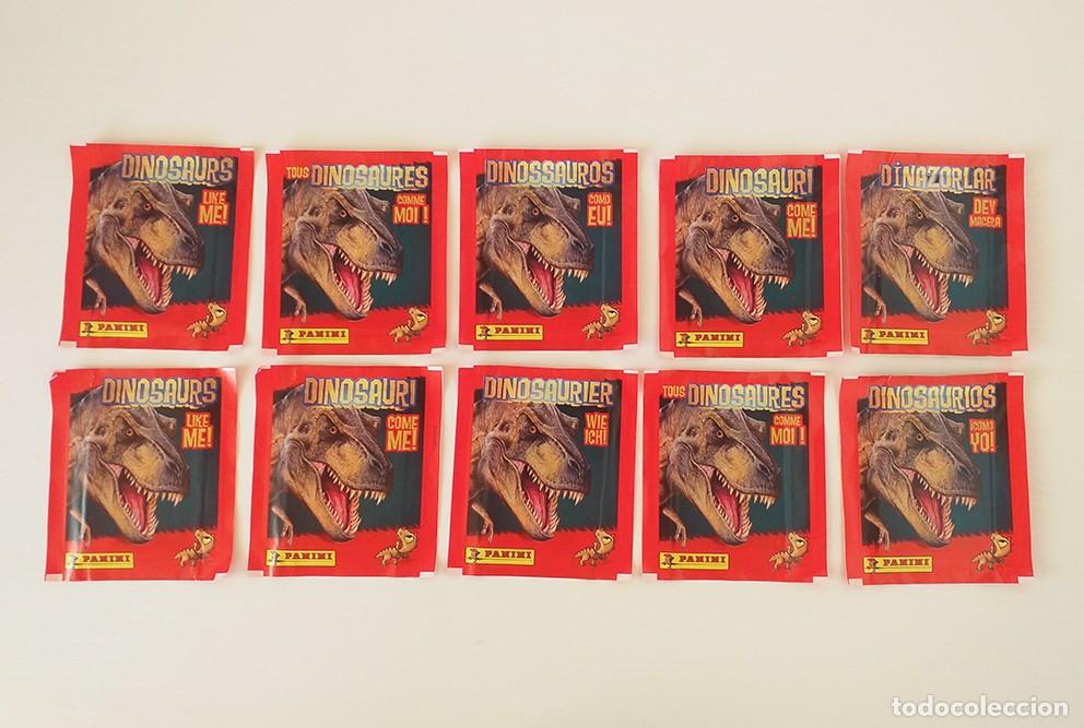 Coleccionismo cromos antiguos: Lote de 10 sobres de cromos dinosaurios como yo, panini