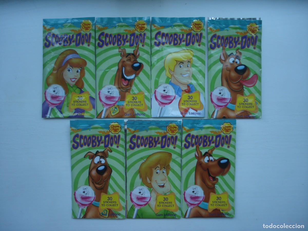 Coleccionismo cromos antiguos: 7 DIFERENTES ENVOLTORIOS SCOOBY DOO CHUPA CHUPS CROMOS CHICLES! KAUGUMMI BUBBLE GUM!