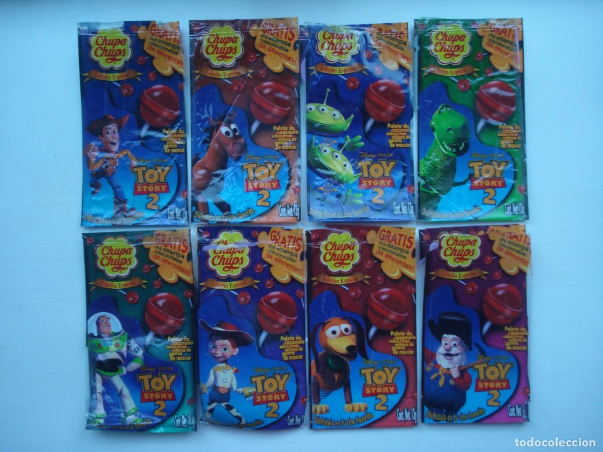 Coleccionismo cromos antiguos: 8 DIFERENTES ENVOLTORIOS TOY STORY 2 CHUPA CHUPS DISNEY CROMOS CHICLES! KAUGUMMI BUBBLE GUM!