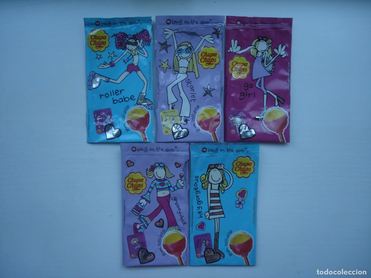 Coleccionismo cromos antiguos: 5 DIFERENTES ENVOLTORIOS ROLLER BABE CHUPA CHUPS CROMOS CHICLES! KAUGUMMI BUBBLE GUM!