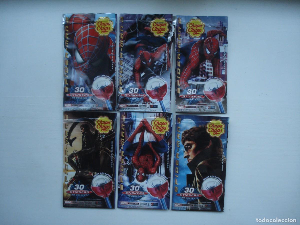 Coleccionismo cromos antiguos: CHUPA CHUPS SPIDERMAN SET COMPLETO! ENVOLTORIO CROMOS CHICLES WRAPPER MARVEL BUBBLE GUM!