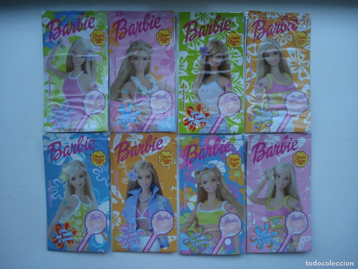 Coleccionismo cromos antiguos: 8 DIFERENTES ENVOLTORIOS BARBIE CHUPA CHUPS CROMOS CHICLES! KAUGUMMI BUBBLE GUM!