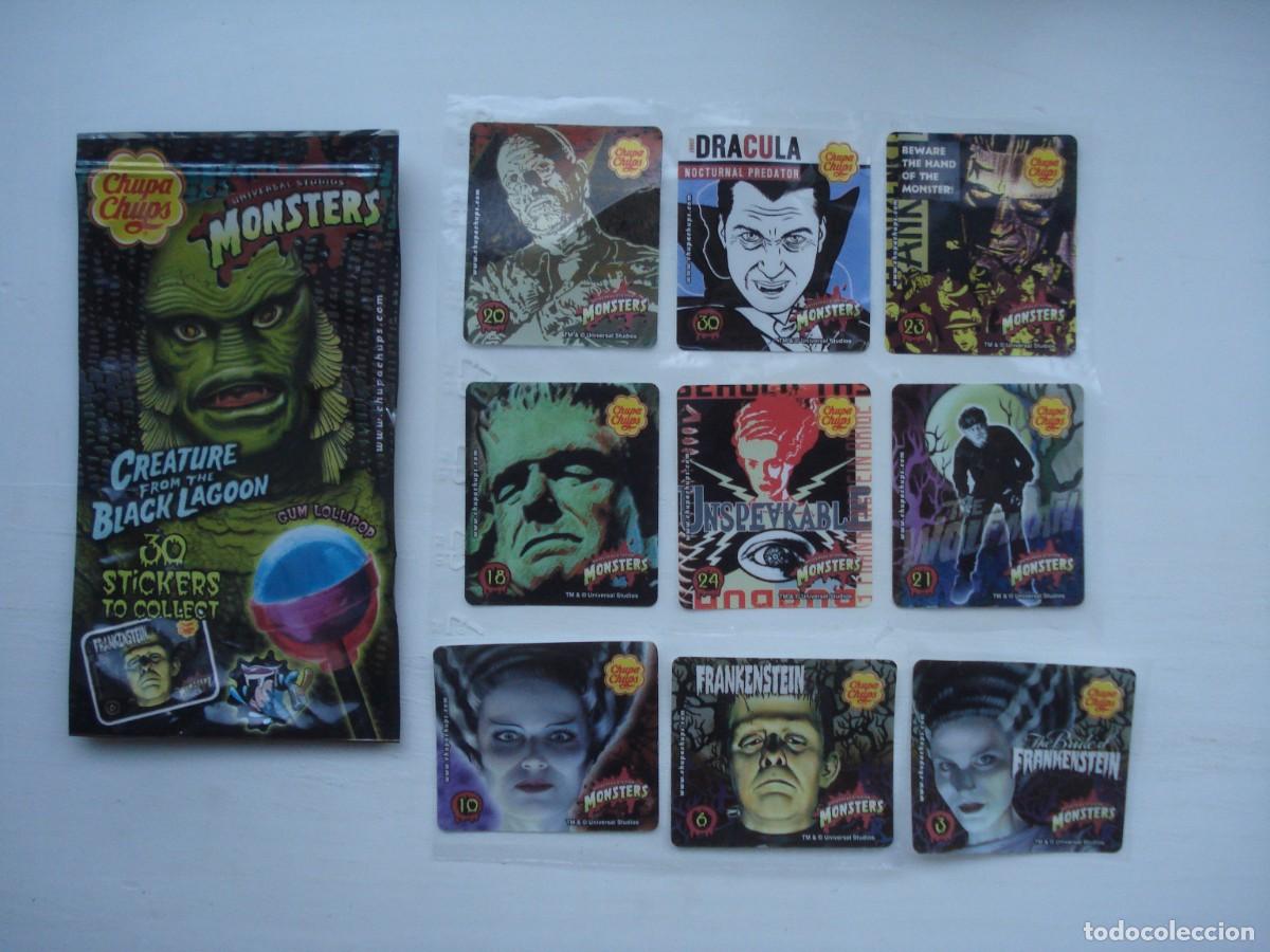 Coleccionismo cromos antiguos: 9 DIFERENTAS PEGATINAS MONSTERS CHUPA CHUPS + ENVOLTORIO! CHICLES BUBBLE GUM!