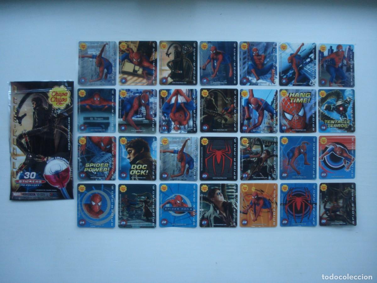 Coleccionismo cromos antiguos: 28 DIFERENTAS PEGATINAS SPIDERMAN CHUPA CHUPS + ENVOLTORIO! COLECCI&Oacute;N CASI COMPLETA! CHICLES GUM