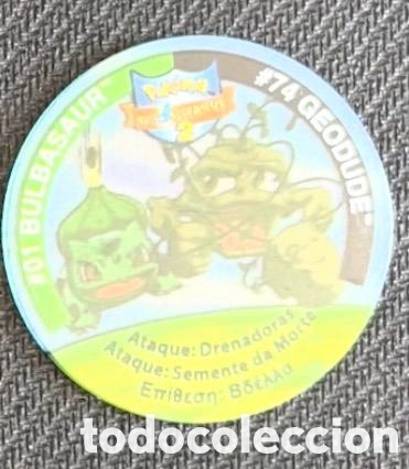 Coleccionismo cromos antiguos: Tazos league 2 pokemon GEODUDE BULBASAUR