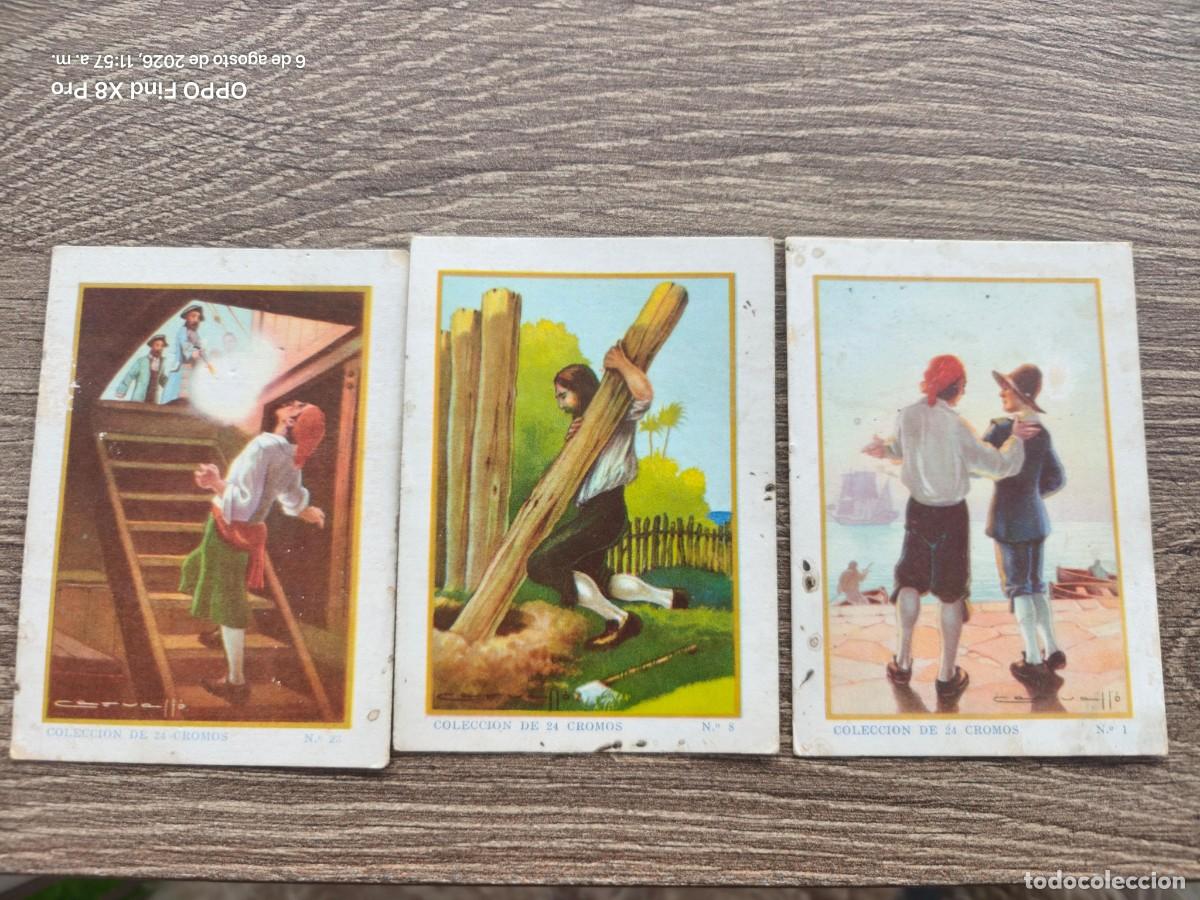 Coleccionismo cromos antiguos: CROMOS PUBLICIDAD CHOCOLATES EVARISTO JUNCOSA PA&Ntilde;ELLA COLECCI&Oacute;N ROBINSON CRUSOE 3 CROMOS