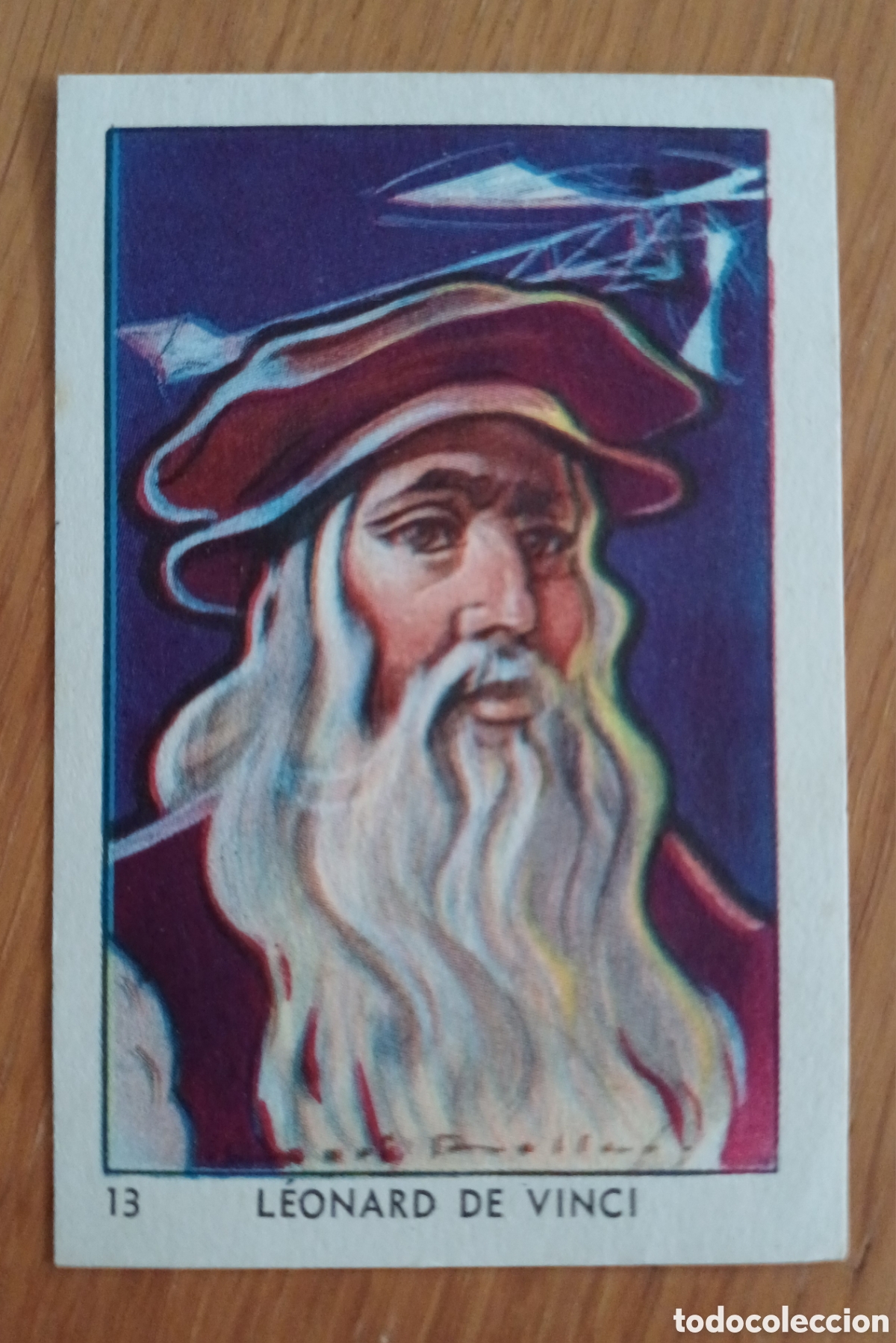 Coleccionismo cromos antiguos: Cromo Leonardo da Vinci, Leonard de Vinci, chocolat Coop, Francia, Muy raro