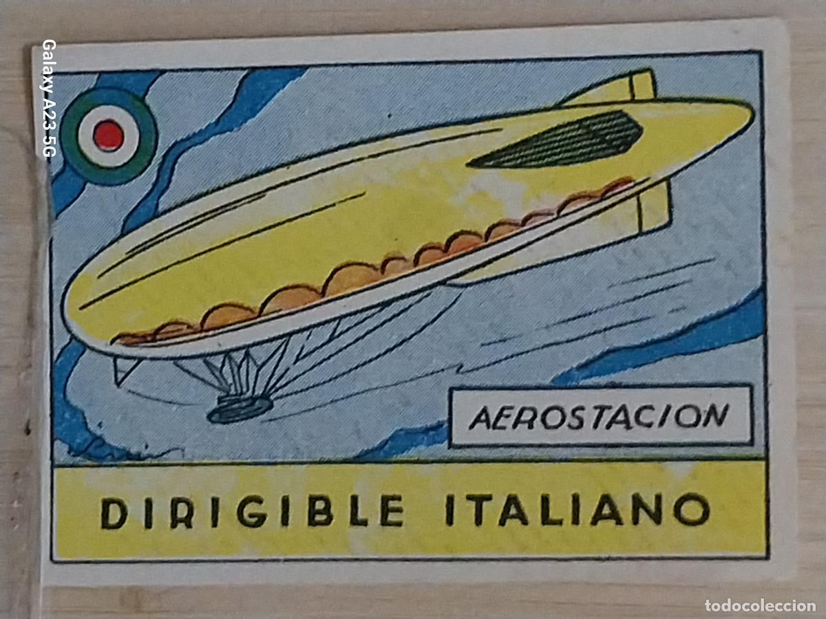 Collectable Antique Stickers: DIRIGIBLE ITALIANO AEROESTACION CROMO A&Ntilde;OS 50 7X5CMS ORIGINAL BONITA ILUSTRACION