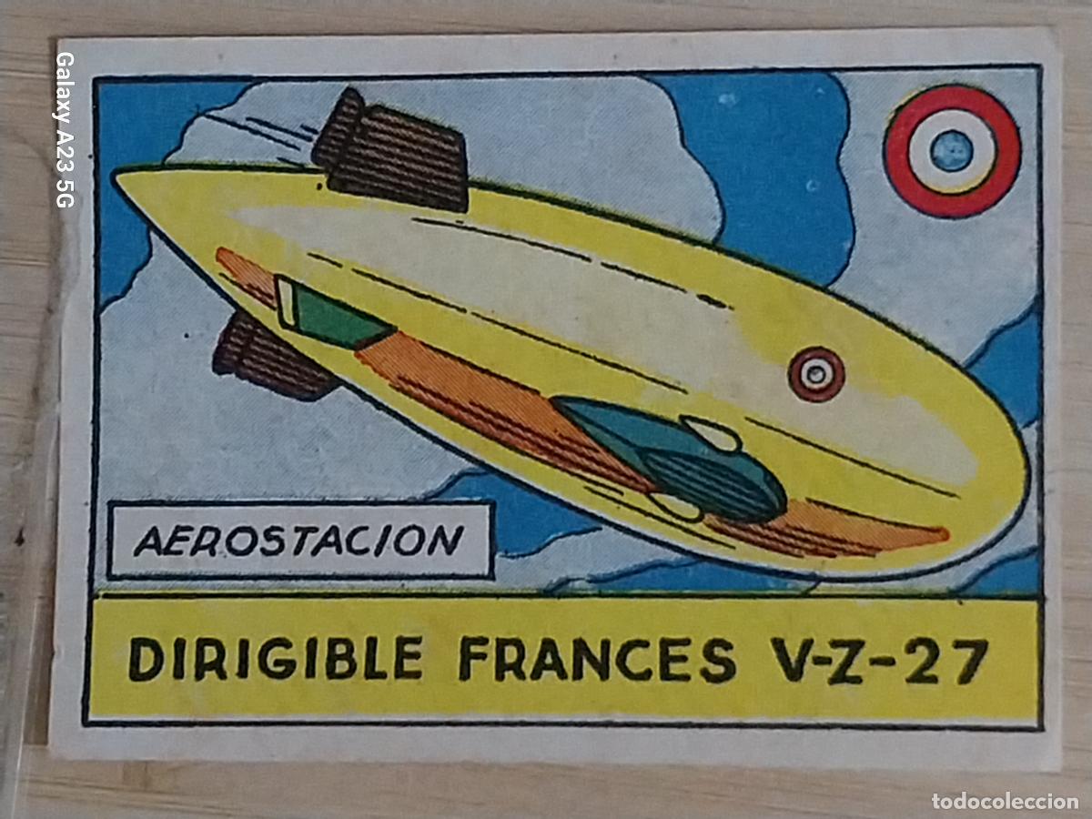 Coleccionismo cromos antiguos: DIRIGIBLE FRANCES V Z 27 AEROESTACION CROMO A&Ntilde;OS 50 7X5CMS ORIGINAL ILUSTRACION AVIACION ED CISNE