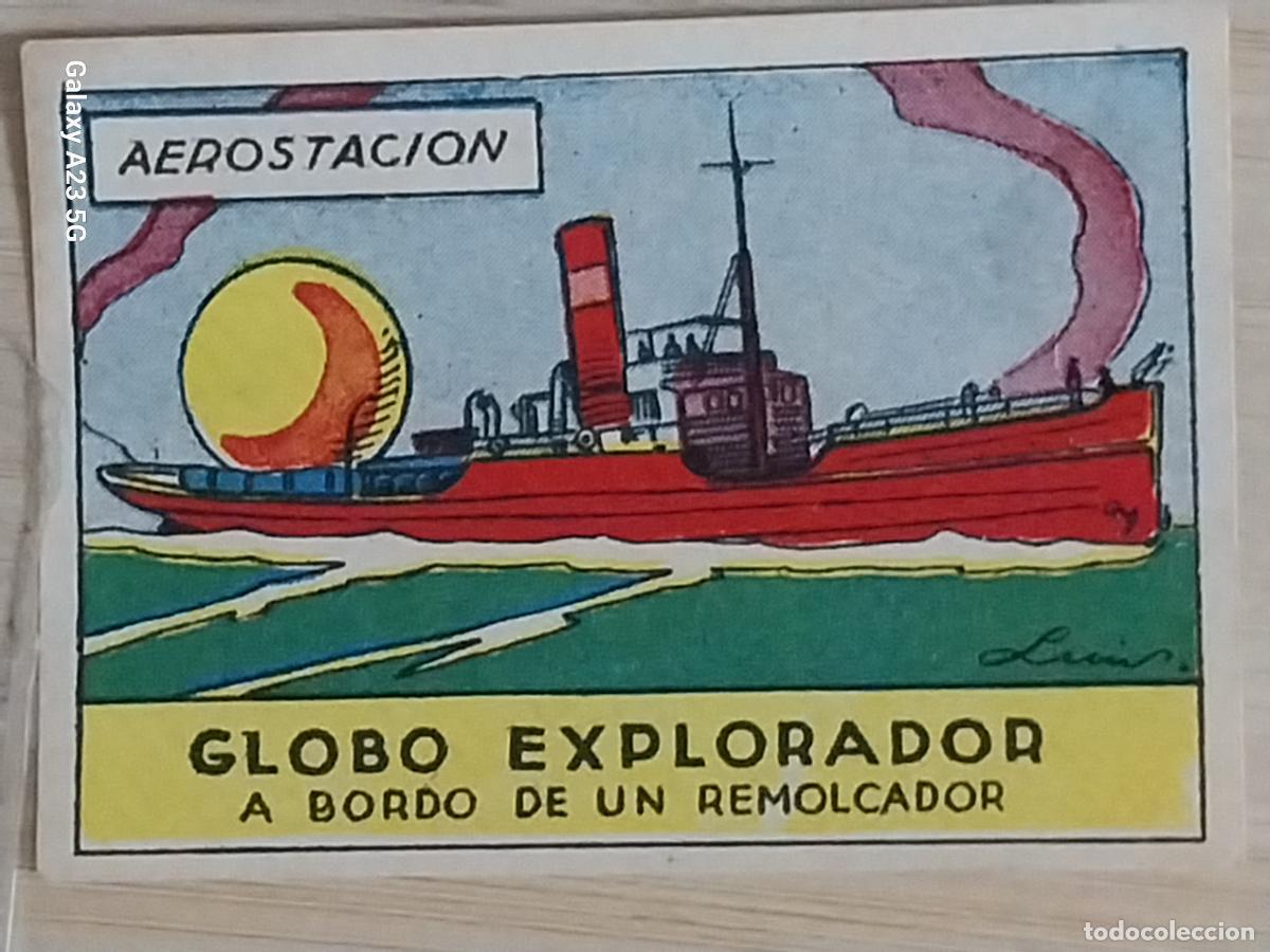 Coleccionismo cromos antiguos: GLOBO EXPLORADOR AEROESTACION CROMO A&Ntilde;OS 50 7X5CMS ORIGINAL ILUSTRACION AVIACION ED CISNE