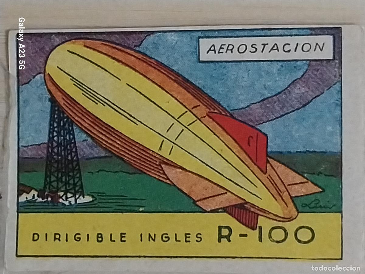 Coleccionismo cromos antiguos: DIRIGIBLE INGLES R 100 AEROESTACION CROMO A&Ntilde;OS 50 7X5CMS ORIGINAL ILUSTRACION AVIACION ED CISNE