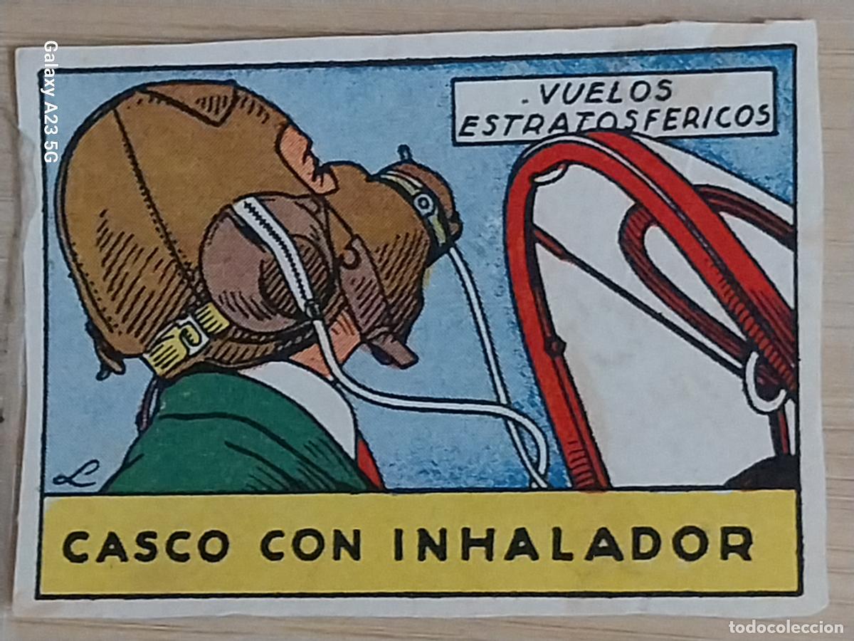 Coleccionismo cromos antiguos: CASCO CON INHALADOR CROMO A&Ntilde;OS 50 7X5CMS ORIGINAL ILUSTRACION AVIACION ED CISNE