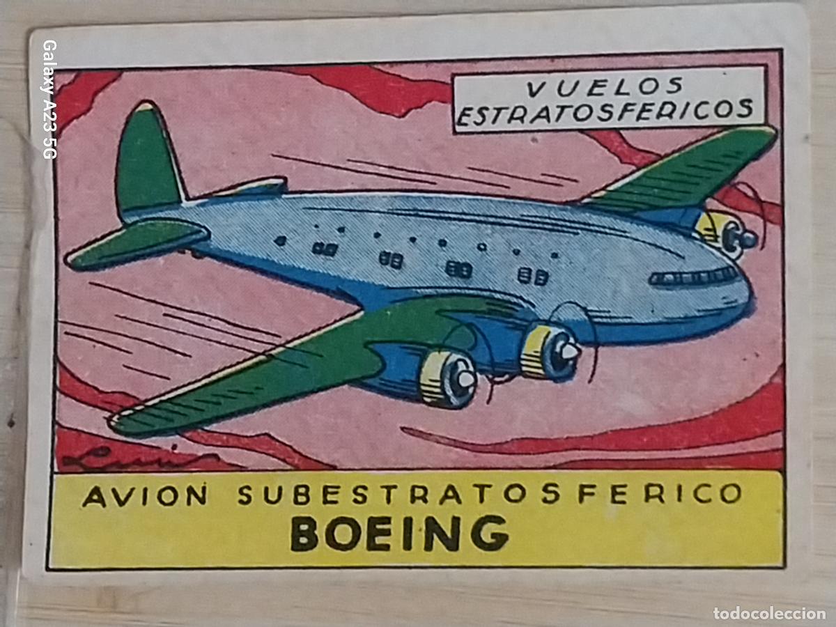 Coleccionismo cromos antiguos: BOEING ESTRATOSFERICO CROMO A&Ntilde;OS 50 7X5CMS ORIGINAL ILUSTRACION AVIACION ED CISNE