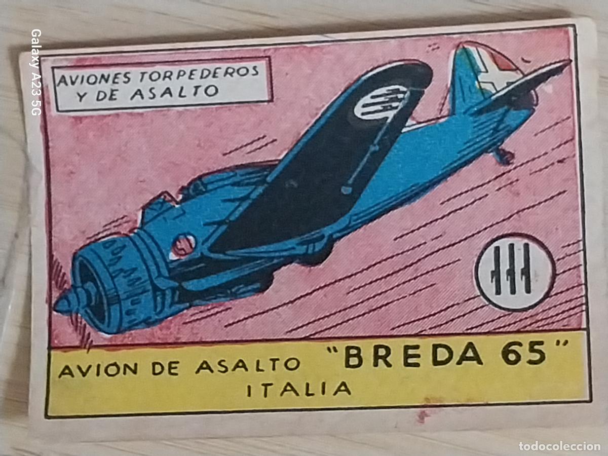 Coleccionismo cromos antiguos: BREDA 65 AVION DE ASALTO TORPEDERO CROMO A&Ntilde;OS 50 7X5CMS ILUSTRACION AVIACION ED CISNE