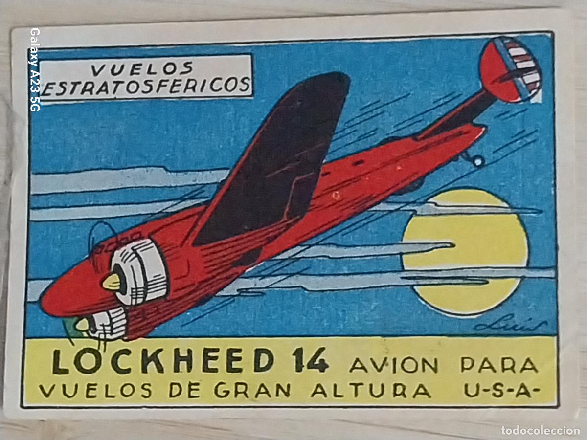 Coleccionismo cromos antiguos: LOCKHEED 14 ESTRATOSFERICOS CROMO A&Ntilde;OS 50 7X5CMS ILUSTRACION AVIACION ED CISNE