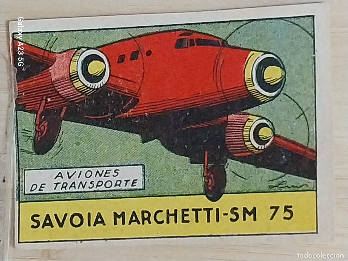 Coleccionismo cromos antiguos: SAVOJA MARCHETTI SM 75 CROMO A&Ntilde;OS 50 7X5CMS ILUSTRACION AVIACION ED CISNE